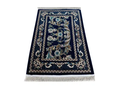 فرش پشمی ماشینی 000100069 آبی پر رنگ